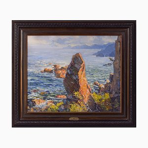 E. Palo, Impressionist Coastal Seascape 2, 20th-Century, Oil on Canvas, Framed