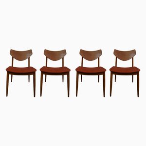 Teak and Oak Dining Chairs by Wilhelm Benze, Set of 4