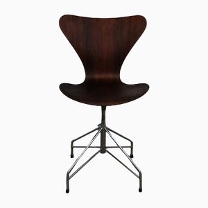 3117 Swivel Chair in Teak by Arne Jacobsen
