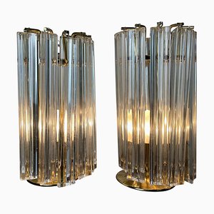 Brass & Glass Table Lamps, Set of 2