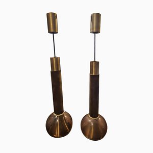 Brass & Wood Lights from Stilux, Italy, Set of 2