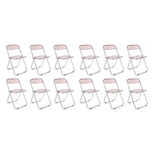 Italian Pink Acrylic Glass Folding Chairs by Giancarlo Piretti for Castelli / Anonima Castelli, Set of 12