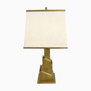 Mid-Century Brass Table Lamp with Skyscraper Structure by Romeo Rega, Italy, 1970s
