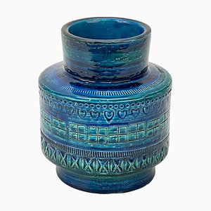 Blaue italienische Mid-Century Keramikvase von Montelupo und Londi für Bitossi, 1960er
