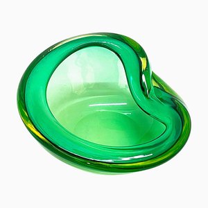 Mid-Century Italian Green Sommerso Murano Glass Decorative Bowl by Flavio Poli, 1960s
