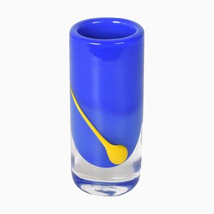 Blue and Yellow Glass Vase from Strömbergshyttan