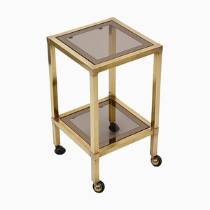 Mid-Century Brass and Bronzed Smoked Glass Squared Coffee Table, 1970s