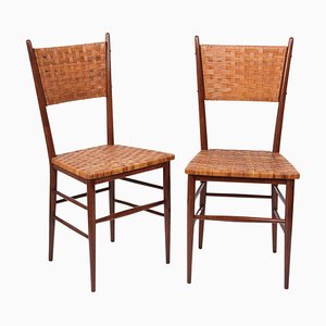 Set of Mid-Century Italian Beech Wood Chairs by Sanguineti, 1950s