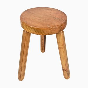 Mid-Century French Modern Wooden Tripod Stool by Le Corbusier, 1950s