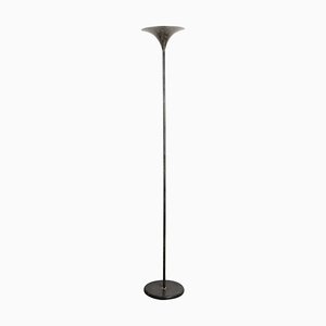 Schwarze italienische Mid-Century Tulip Stehlampe aus Aluminium mit goldenen Details, 1970er