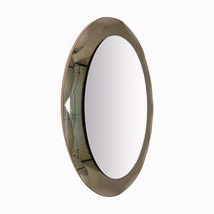 Miroir Ovale Mid-Century avec Cadre en Bronze de Cristal Arte, Italie, 1960s