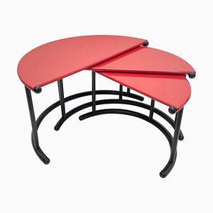 Mid-Century Italian Red Tria Nesting Tables by Gianfranco Frattini for Morphos Acerbis, 1980s, Set of 3