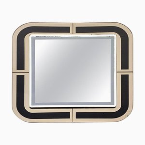Quadratischer italienischer Mid-Century Spiegel mit doppeltem Rahmen, 1980er