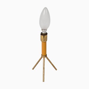 Mid-Century Italian Tripod Brass and Lacquered Metal Table Lamp, 1950s