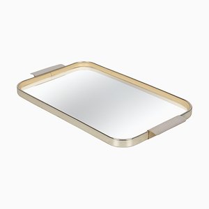 Mid-Century Italian Aluminum Serving Tray with Mirror Top by Carlo Scarpa for Cassina, 1960s