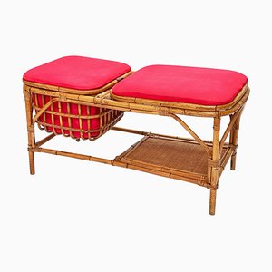 Banc Mid-Century en Bambou et Rotin, Italie, 1950s