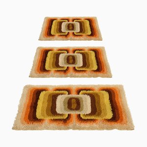 Mid-Century Italian Beige Pure Virgin Wool Rugs from Samit Borgosesia, 1970, Set of 3