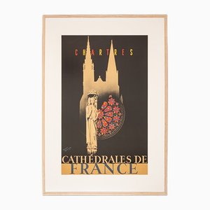 Chartres: Cathedrals of France Art Deco Reiseposter, 1930er, gerahmt