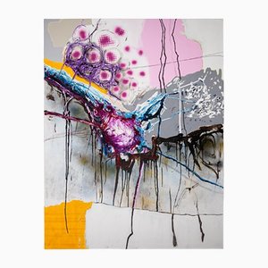 Detlef Hagenbäumer, Rose, Acrylique, Huile et Bombe de Peinture sur Toile