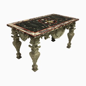 Italienischer barocker geschnitzter & bemalter Tisch von Pietra Dura