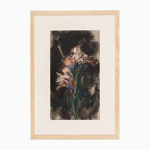 Flower in the Dark, Watercolor on Paper, Framed