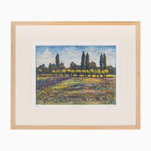 Gerhard Messemer, Weiden III, Color Etching on Paper, Framed