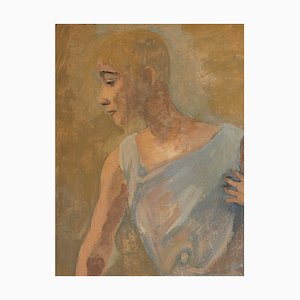 Chichio, estudio femenino, 1928, óleo sobre plato de madera, enmarcado