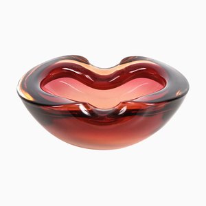 Mid-Century Italian Ruby Red Murano Sommerso Glass Bowl or Ashtray, 1960s
