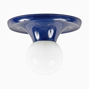 Mid-Century Italian Blue Metal Light Ball Sconce by Achille Castiglioni for Flos, 1960s