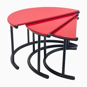 Italian Red TRIA Nesting Tables by Gianfranco Frattini for Morphos Acerbis, 1980s, Set of 3