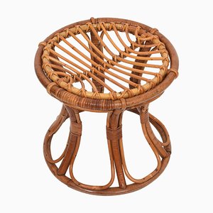 Moderner italienischer Mid-Century Hocker aus Rattan & Bambus, 1960er