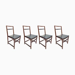 Mid-Century Italian Wood Dining Chairs by Renato Venturi for MIM Roma, 1960s, Set of 4