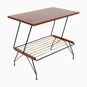 Mid-Century Italian Coffee Table with Brass Magazine Rack from Mobili Pizzetti, 1950s