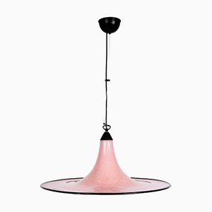 Lámpara colgante Mid-Century de cristal de Murano rosa y negro de Seguso, años 70