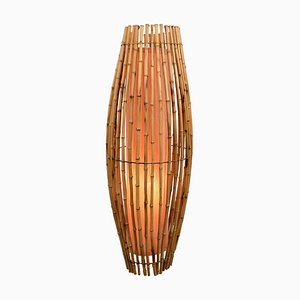 Lámpara de pie italiana Mid-Century de bambú y ratán de Franco Albini, años 60
