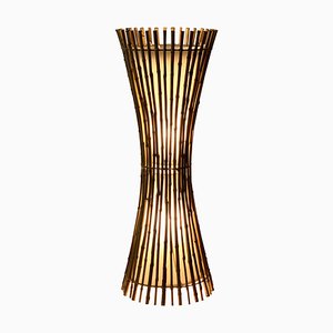 Lámpara de pie italiana Mid-Century de bambú y ratán de Franco Albini, años 60