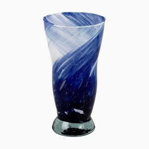 Hellblaue italienische Mid-Century Vase aus Muranoglas & Kristallglas von Gae Aulenti für Venini, 1960er