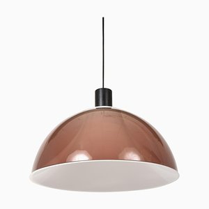 Lámpara colgante italiana Mid-Century moderna de vidrio acrílico marrón de Stilux, años 60