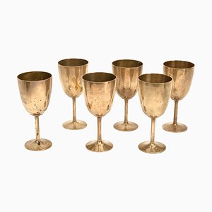 Mid-Century Italian Regency Solid Brass Chalices, 1980s, Set of 6