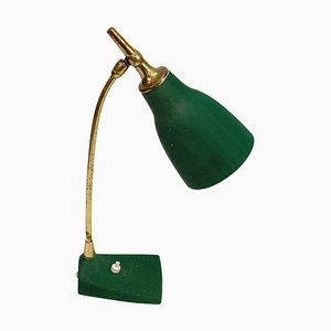 Verstellbare Mid-Century Tischlampe aus grünem Messing & Gusseisen von Gebrüder Cosack, 1950er