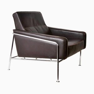 Dunkelbrauner Mid-Century Ledersessel, 1956
