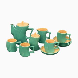 Italian Green Ceramic Memphis Tea Set by Massimo Iosa Ghini for Naj-Oleari, 1985