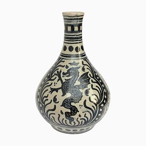 Italian Hand-Painted Ceramic Dragon Figure Vase, 1960s