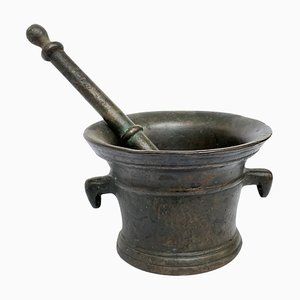 Italienische Original Patina Bronze Apotheke oder Kräuter Mörser und Stößel