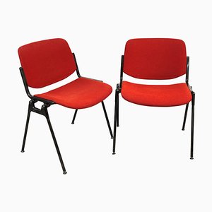 Set of Italian Red Aluminum DSC Chair 106 by Giancarlo Piretti for Castles Alps, 1960s