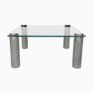 Square Glass and Chrome Coffee Table by Marco Zanuso for Zanotta, Italy, 1960s