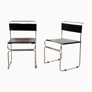 Stühle aus Stahl & Leder von Giovanni Carini für Planula, Italien, 1970er, 2er Set