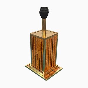 Mid-Century Brass and Cork Table Lamp, 1970s