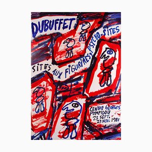 Póster de exposición, años 80, Jean Dubuffet, Sites Aux Figurines