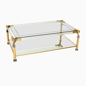 Vintage Glass Brass & Acrylic Coffee Table, 1970s